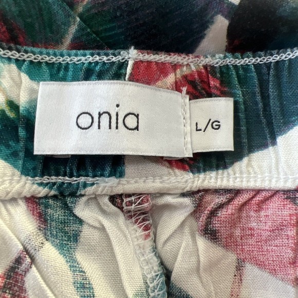 Onia Women’s Mila Wide Leg Pants Green Multicolor Leave Print Pull On Sz Large‎ - Picture 5 of 7